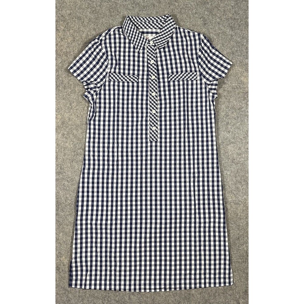 Vineyard Vines Shirt Dress Women’s 4 Navy White Gingham Pockets Golf Tennis